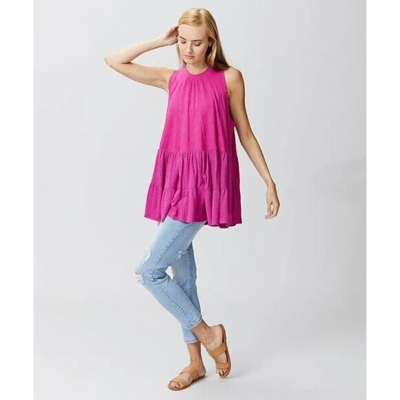 Free People Right On Time Flared Jungle Flower Oversized Tank Top Size Small - Picture 13 of 16